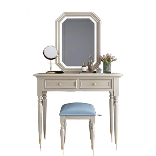 Vanity Schreibtisch Moderner leichter Luxus Schminktisch Home Frisiertisch mit Spiegel, Massivholz Nachttisch Schlafzimmer Schminktisch von SFANIIX