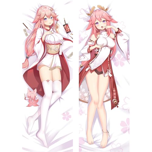 SFHCOISM Dakimakura Body Pillow Anime Kissenbezug Kissenhülle Genshin Impact Yae Miko A02, Pillowcase Doppelseitige Seitenschläf Umarmungskissen Bezug Dekorative Zierkissenbezug von SFHCOISM