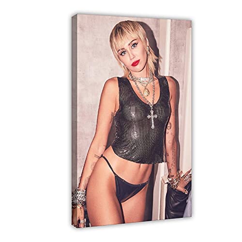 Miley Cyrus Leinwand-Poster, Wandkunst, Dekordruck, Gemälde für Wohnzimmer, Schlafzimmer, Dekoration, 40 x 60 cm, Rahmen von SFHYT