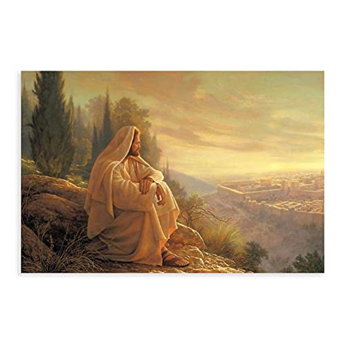 O Jerusalem Greg Olsen Leinwand-Poster, Schlafzimmer, Dekoration, Sport, Landschaft, Büro, Raumdekoration, Geschenk, 20 x 30 cm, ohne Rahmen von SFHYT