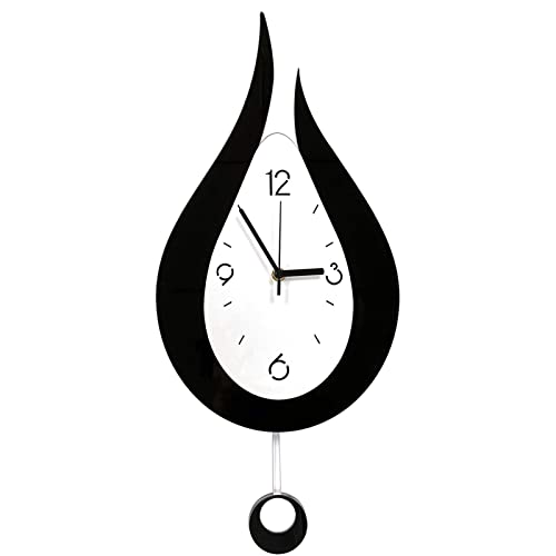 Wanduhr Ohne Tickgeräusche,Stille Pendel Arabische Ziffer Quarzuhr, Creative Water Drop Pendulum Clock with Pendulum Benutzt für Bedroom Office Living Room Küche Dekorative von SFITVE