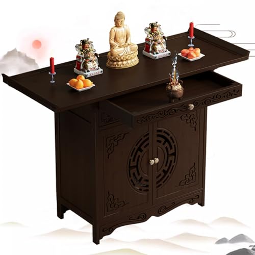 Chinesischer Buddha-Nischenschrank mit Aufbewahrung, großer persönlicher Schrein-Altartisch mit Schublade, ideal für spirituelle Praktiken und Dekoration(120 * 40 * 100cm) von SFJATTA