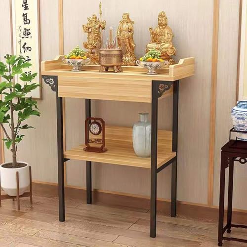 SFJATTA Buddha-Nischenschrank mit Stauraum, Pooja-Schrank mit Stauraum, Kantendesign mit Schublade, für Wohnzimmer, kleine Räume(Natural,80 * 50 * 100cm) von SFJATTA