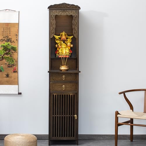 SFJATTA Chinesischer Opfertisch mit Schranksockel, Meditationstisch mit Stauraum, für Wohnzimmer, Arbeitszimmer(40 * 36 * 186cm) von SFJATTA