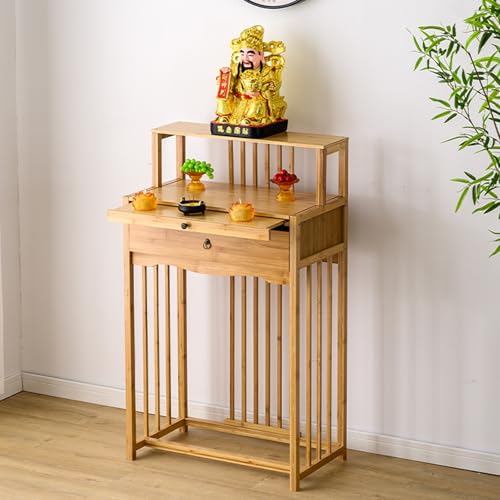 SFJATTA Gebetsaltar, persönlicher Schreinständer, Meditationstisch mit Stauraum, für Wohnzimmer, Schlafzimmer, Büro(Wood Color,60 * 40 * 120cm) von SFJATTA