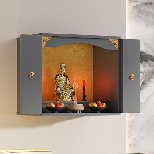 SFJATTA Wandmontierter Schreinaltartisch, persönlicher Schreinaltartisch, ideal für spirituelle Praktiken und Dekoration, für Wohnzimmer, kleine Räume(Gray,50 * 40 * 60cm) von SFJATTA