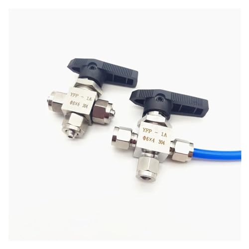 304 Edelstahl Schnellschraube 3-Wege-Kugelhahn Plattenventil PU-Schlauch Trachea L-Typ Schaltdreiwegeventil(12mm OD Tube) von SFJSFIMQ