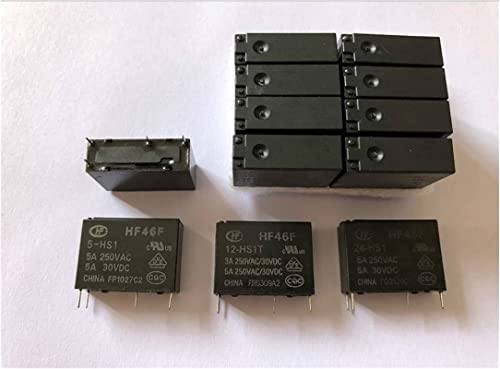 Relais 1 0pcs 5a 4 Stift HF46F-5-HS1 HF46F-12-HS1 HF46F-24-HS1 Power Relais A normalerweise geöffnet 5 12 24 VDC 5A 250 VAC (Size : HF46F 5 HS1) von SFJSFIMQ