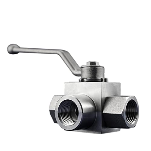 SFJSFIMQ 1/4" 3/8" 1/2" 3/4" 1" 3-Wege-Hochdruck-Hydraulik-Kugelhahn L-Typ Hochdruck-Edelstahl-Kugelhahn(0.5 Inch) von SFJSFIMQ