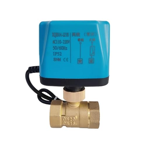 SFJSFIMQ Motorisierter Kugelhahn aus Messing, 2-adrig, Ausschalt-Reset, 8 N·m, großes Drehmoment, 220 V, 110 V, 24 V, 12 V AC/DC, alternatives elektrisches Magnetventil(24vdc-Normally Open,1.25 Inch) von SFJSFIMQ