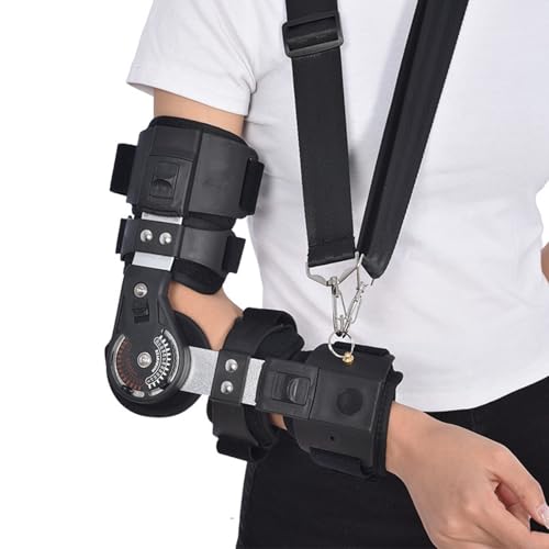 SFKLYU Ellenbogenorthese mit Scharnier Schultergurt Verstellbare mit Schlinge, Stabilisator Ellenbogenextensionsorthese für die Postoperative Genesung Nach Operationen,Left von SFKLYU