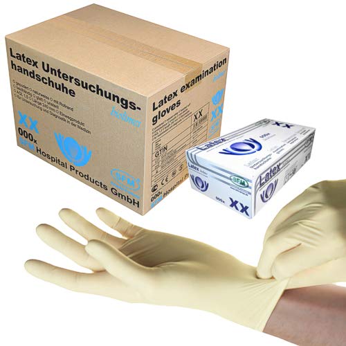 SFM ® BIOLIMES Latex : XS, S, M, L, XL weiß gepudert glatt Einweghandschuhe Einmalhandschuhe Untersuchungshandschuhe Latexhandschuhe L (1000) von SFM