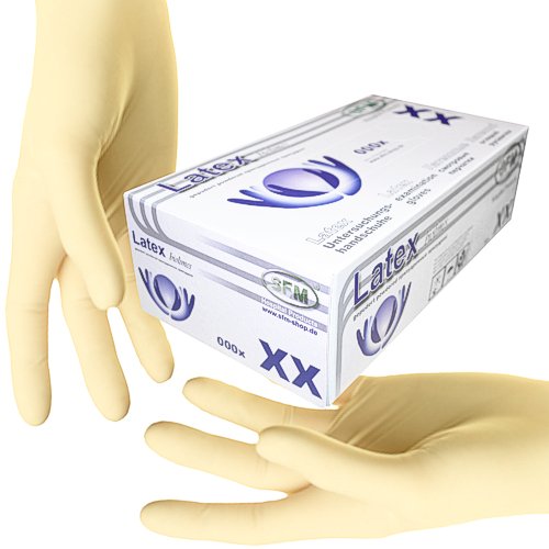 SFM ® BIOLIMES Latex : XS, S, M, L, XL weiß gepudert glatt Einweghandschuhe Einmalhandschuhe Untersuchungshandschuhe Latexhandschuhe XL (90) von SFM