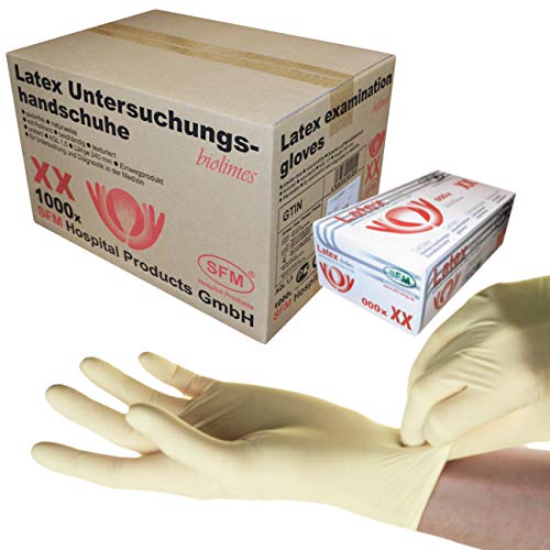 SFM ® BIOLIMES Latex : XS, S, M, L, XL weiß puderfrei volltexturiert Einweghandschuhe Einmalhandschuhe Untersuchungshandschuhe Latexhandschuhe S (1000) von SFM
