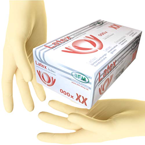 SFM ® BIOLIMES Latex : XS, S, M, L, XL weiß puderfrei volltexturiert Einweghandschuhe Einmalhandschuhe Untersuchungshandschuhe Latexhandschuhe XL (100) von SFM