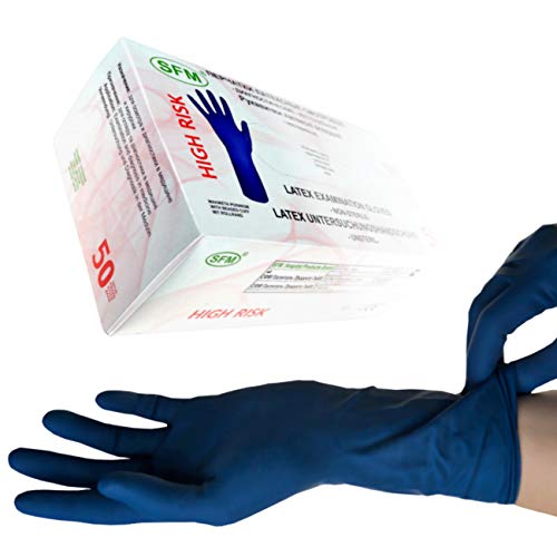 SFM ® HIGH RISK Latex : S, M, L, XL LANG&STARK 13g blau puderfrei volltexturiert Einweghandschuhe Einmalhandschuhe Untersuchungshandschuhe Latexhandschuhe XL (50) von SFM