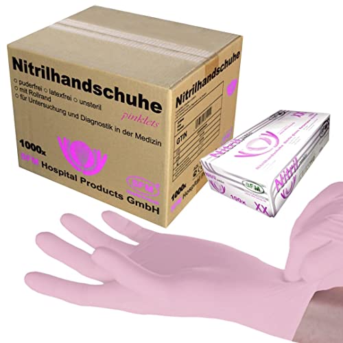 SFM ® PINKLETS Nitril : XS, S, M pink puderfrei F-tex Einweghandschuhe Einmalhandschuhe Untersuchungshandschuhe Nitrilhandschuhe M (1000) von SFM