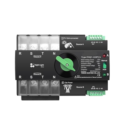 1PC Din Rail 3 phase ATS Dual Power Automatic Transfer Electrical Selector Switch Uninterrupted 4P L N 220V-230V 63A von SFNGXXAG