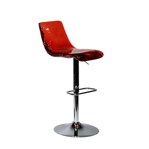 SFNIOKFG Barhocker mit Rückenlehne, transparente, verstellbare, drehbare Airlift-Barhocker, Barhocker aus Kunstharz, Barstühle in Thekenhöhe für Küche, Esszimmer, Pub, Café (Farbe: Rot) von SFNIOKFG