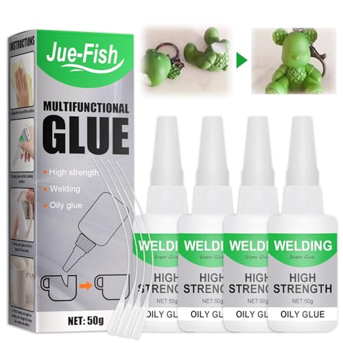 Sekundenkleber Extra Stark, 4 Flaschen mit 50 ml Superkleber Extra Stark für Alles Super Glue Transparent Ölkleber Sekundenkleber Flüssig Schnellkleber Für DIY Mehrere Materialien von SFNN