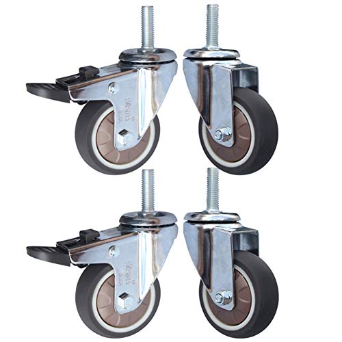 1,25/1,5/2 Zoll Lenkrollen mit Gewindeschaft M8/M10, Möbelrollen mit Bremsen, Gummi-Trolleyrollen, Ersatzrollen, 4er-Set(31mm/1.25inch) von SFOCQVISH