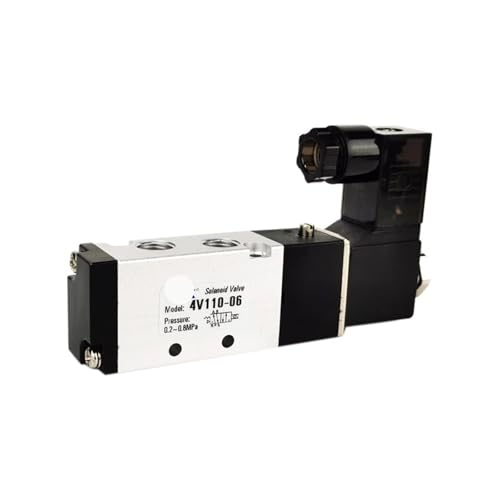 4V110-06 1/8 Zoll 5-Wege-2-Positionen-pneumatisches Steuermagnetventil DC 24 V DC 12 V AC 110 V AC220 V mit 4 mm 6 mm 8 mm Anschluss(With-6mm-fittings,DC24V) von SFOCQVISH