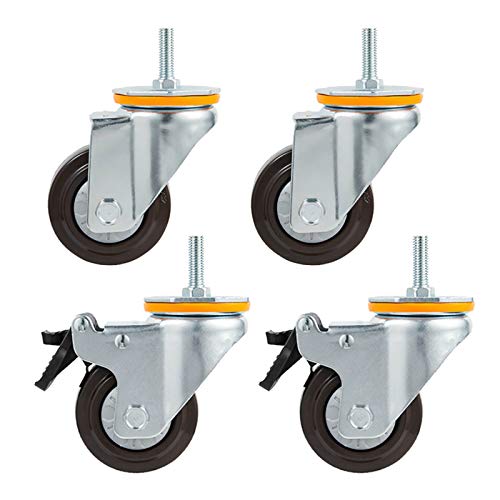 75-mm-Schwerlast-Lenkrollen for Möbel, 4er-Set, Tragfähigkeit 250 kg, Trolley-Ersatz-Lenkräder, Lenkrolle optionale Schraube M8 x 20 mm, M10 x 25 mm, Bremse(4 Pcs (2 With Brake and 2 Without Brake),M1 von SFOCQVISH