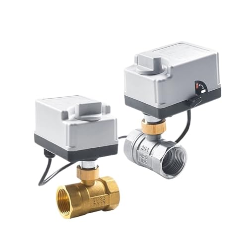Motorisierter Kugelhahn mit Handschalter, Messing/Edelstahl, 3 Drähte, 2 Steuerungen, DC 12 V, elektrische 2-Wege-Kugelhähne (BRASS-DC12V-CR02,DN25) von SFOCQVISH