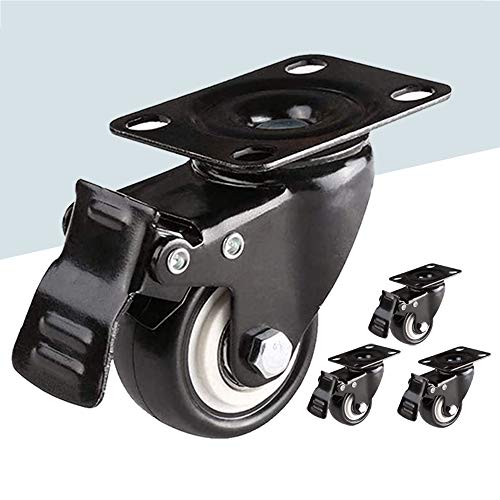 Rollen Leise Lenkrollen, robuste 75-mm-Möbelrollen mit Bremse, Industrieplatte for Schreibtische, Stühle, 4er-Set von SFOCQVISH