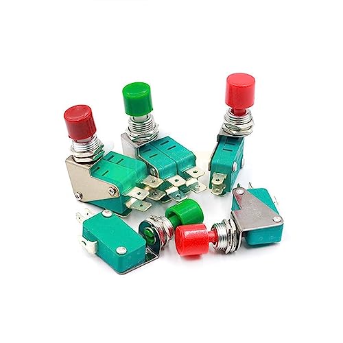 SFOCQVISH AC 125V/250V 16A SPDT NO NC Momentary Rot/Grün Kappe Push Button Micro Schalter DS438 DS4481pc/2pcs(2PCS red Double) von SFOCQVISH