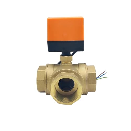 SFOCQVISH Elektrische Kugelhähne aus Messing, 3-Wege, Typ T/L, 3 Kabel, zwei Steuerungen, drei Kabel, eine Steuerung, motorisiertes Kugelventil 24 V AC (L TYPE-24 VAC-CR03, 3,25 cm) von SFOCQVISH