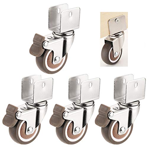 SFOCQVISH Leise 2-Zoll-U-förmige Lenkrollen, Splint-Möbelrollen, Kinderbett-Universalrolle, for kleine Karren, Möbel, Stühle(2 Brake+2 Without Brake,25mm) von SFOCQVISH