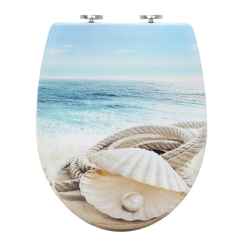 Soft Close Toilettensitz Ovaler Toilettendeckel Duroplast Toilettensitz Soft-Close Antibakteriell Mit Schnellverschlussfunktion for Badezimmerteile(Color08) von SFOIKVG