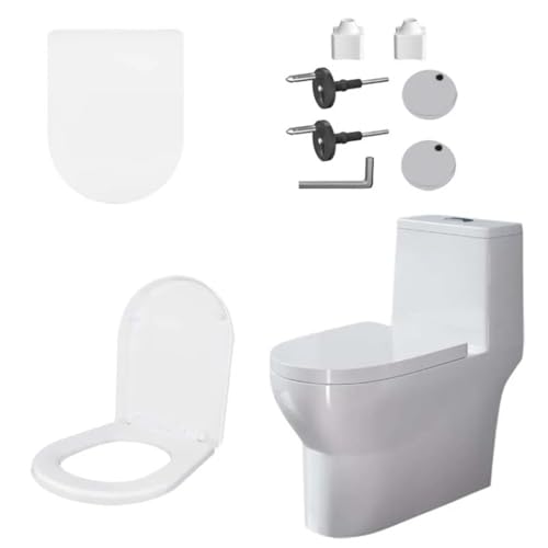 Soft Close Toilettensitz Toilettendeckel mit Absenkautomatik, D-Form, leicht zu reinigen, abnehmbarer Toilettendeckel von SFOIKVG