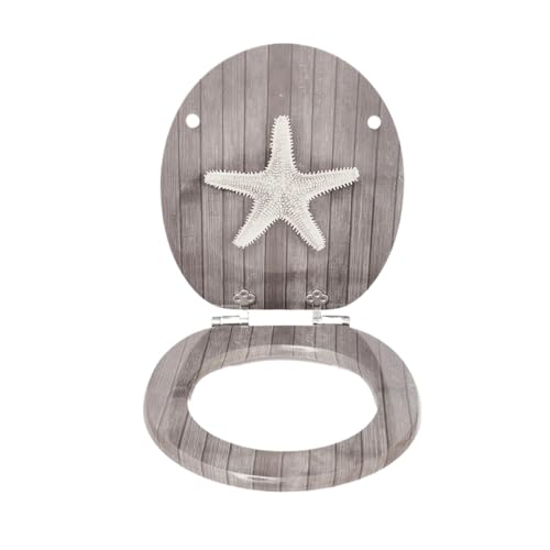 Soft Close Toilettensitz WC-Sitz mit Absenkautomatik und MDF-Holzkern, mehrfarbige Muster, stilvolles Badezimmer-Essential, 1 Packung(Color07) von SFOIKVG