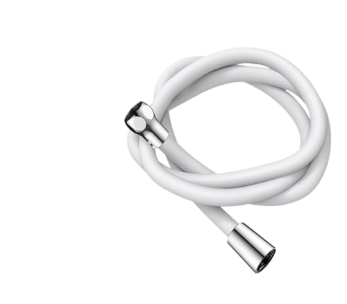 duschschlauch 1,5/2/3,0 M Silikon Flexible Dusche Schlauch Anti-Wicklung Verlängerung Druck Rohr Showerhead Rohr Bad Faucte zubehör(White,2.0M) von SFOIKVG