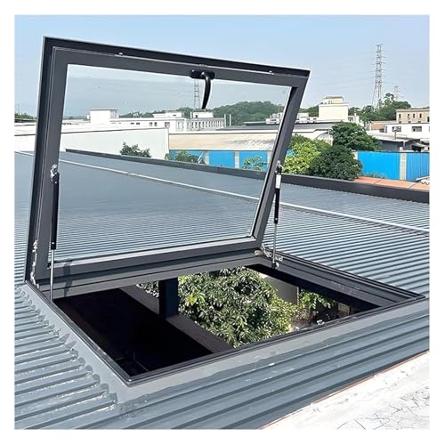 Dachfenster, Aluminiumlegierungsrahmen + Doppelglas-Lichtschachtfenster, 80°-Öffnung, geneigtes Flachdach-Oberlicht-Abdeckung for Dachboden/Sonnenraum(90x60cm) von SFQEVHRZ