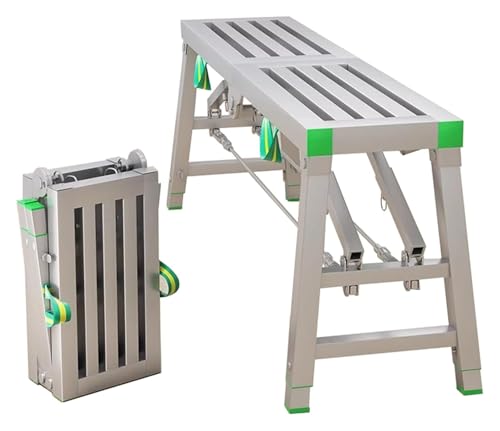 Faltbare tragbare Arbeitsbühnen aus Stahl, Arbeitsplattform Klappbare Stahl Tragbare Arbeitsplattform Gerüst Turm Hocker Bank(B,160x30cm) von SFQEVHRZ