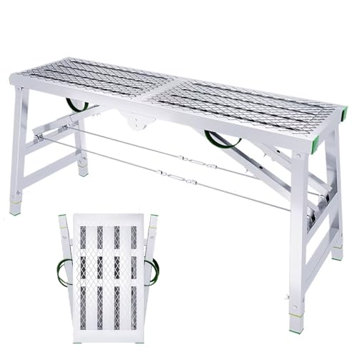 Faltbare tragbare Arbeitsbühnen aus Stahl, Verstellbares Arbeitsplattformgerüst for die Reinigung von Wohnmobilen – Trittleiter aus Stahl for Streichen von hohen Wänden, Trockenbau(140x40cm) von SFQEVHRZ
