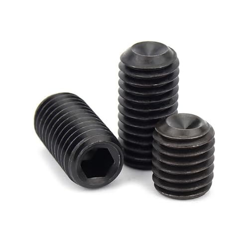 Gewindestift Kegelspitze， 5/10/20 Stück M3/M4/M5/M6/M8,3-35 mm DIN916 Schwarz 304 A2-70 Edelstahl Sechskant-Innensechskant-Schraubenkopf(20pcs M4x4mm) von SFQEVHRZ