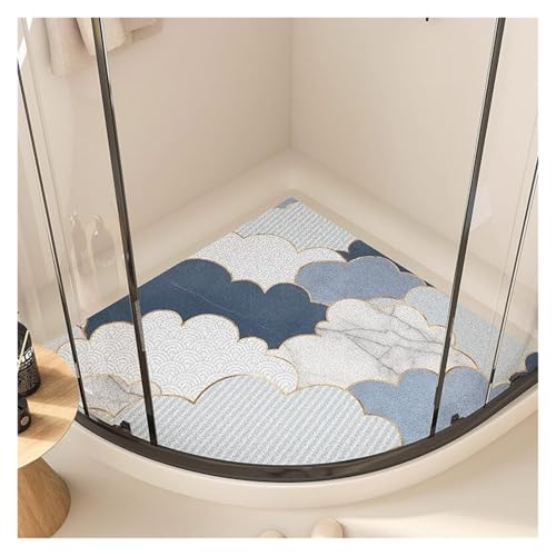SFQEVHRZ Badematte， Eckduschmatte for Innendusche, Luffa-Viertelkreis-Duschmatte mit Abfluss, rutschfeste, Gebogene Badematten for Eckdusche(Style 4,65 x 65 cm (Rectangular)) von SFQEVHRZ