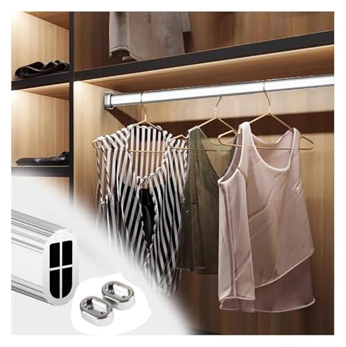SFQEVHRZ Kleiderschrank Hanging Rods， Kleiderstange aus Aluminium zur Wandmontage, Schrankstange mit Endstützen, abnehmbare Kleiderstange(Silver,50cm/19.7in) von SFQEVHRZ
