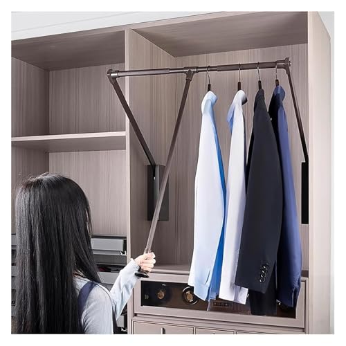 SFQEVHRZ Kleiderschrank Hanging Rods， Kleiderstangen for Aufhängen von Kleidung, herunterziehbar, verstellbare Breite, einziehbare Kleiderstange(Cabinet Width: 51 66cm) von SFQEVHRZ