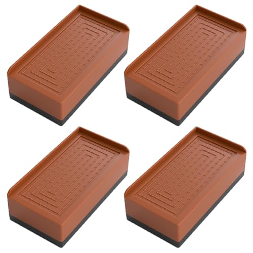 SFQEVHRZ Möbelverhöher, Braune Sofaerhöhungen, 4 Stück, Möbelerhöhungen, Kunststoff-Möbelbeine, strapazierfähige Betterhöhungen, Tischfüße(11.5 x 6 x 4cm) von SFQEVHRZ