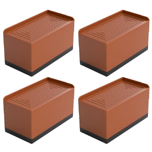 SFQEVHRZ Möbelverhöher, Braune Sofaerhöhungen, 4 Stück, Möbelerhöhungen, Kunststoff-Möbelbeine, strapazierfähige Betterhöhungen, Tischfüße(11.5 x 6 x 7.5cm) von SFQEVHRZ
