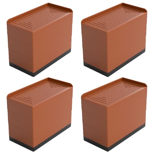 SFQEVHRZ Möbelverhöher, Braune Sofaerhöhungen, 4 Stück, Möbelerhöhungen, Kunststoff-Möbelbeine, strapazierfähige Betterhöhungen, Tischfüße(18 x 9 x 14cm) von SFQEVHRZ