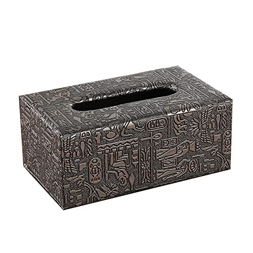 SFQEVHRZ Tissue Box Cover Sheet Dispenser, Taschentuchbox-Halter aus PU-Leder, 20 x 12 x 8 cm, for Schlafzimmerkommode, Nachttisch, Kleenex-Box, Serviettenspender, schwarz(Dark Gray) von SFQEVHRZ