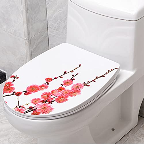 Weich schließende WC-Sitze Plum Blossom Verdickter U-förmiger Toilettensitz, langlebiger Toilettendeckel aus PP-Material und Edelstahlscharniere, weiß von SFQEVHRZ