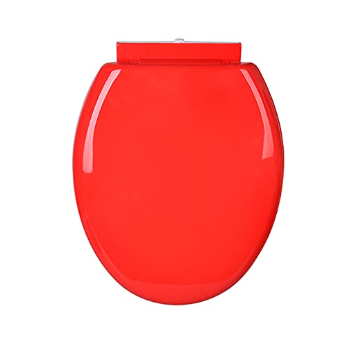 Weich schließende WC-Sitze Toilettensitze, rund, rutschfest, langlebig, mit leise schließenden und schnell lösbaren Scharnieren, mehrere Farben/Rot (Color : Rosso) von SFQEVHRZ