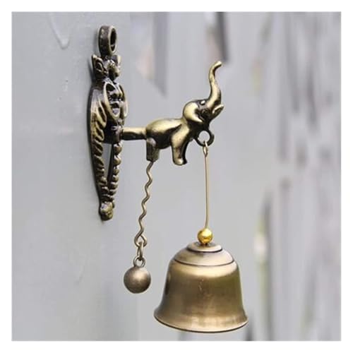 Windspiel, Neu Metall Eisen Glocke Windspiel Retro Tier Türklingel Wand Hängende Dekoration Pferd Elefant Eule(Elephant) von SFQEVHRZ